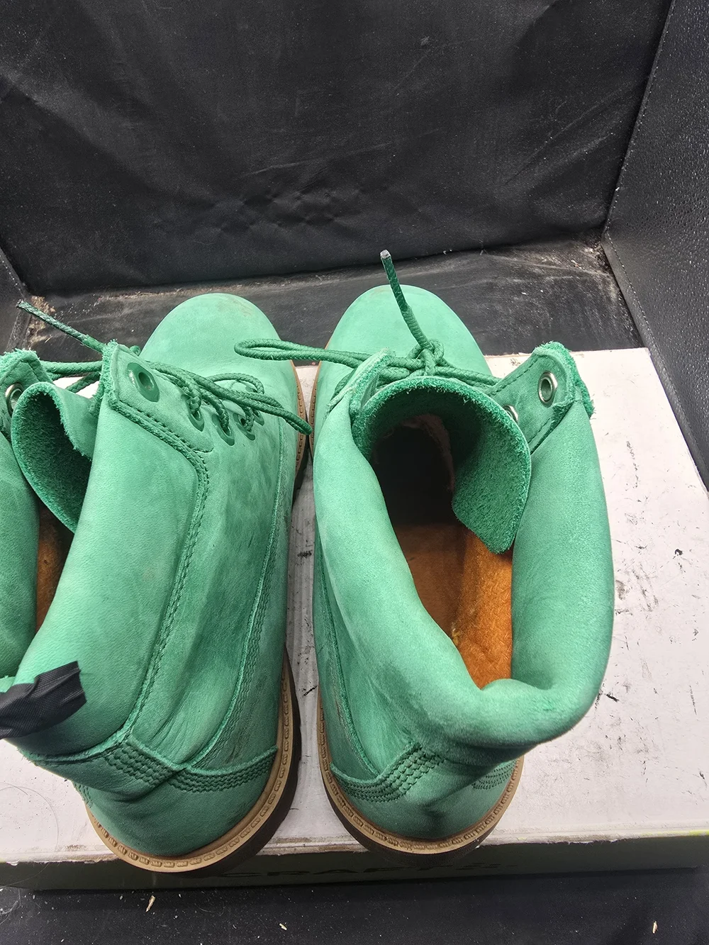 Timberland Green Lace-Up Work Boots with Tan Outsole